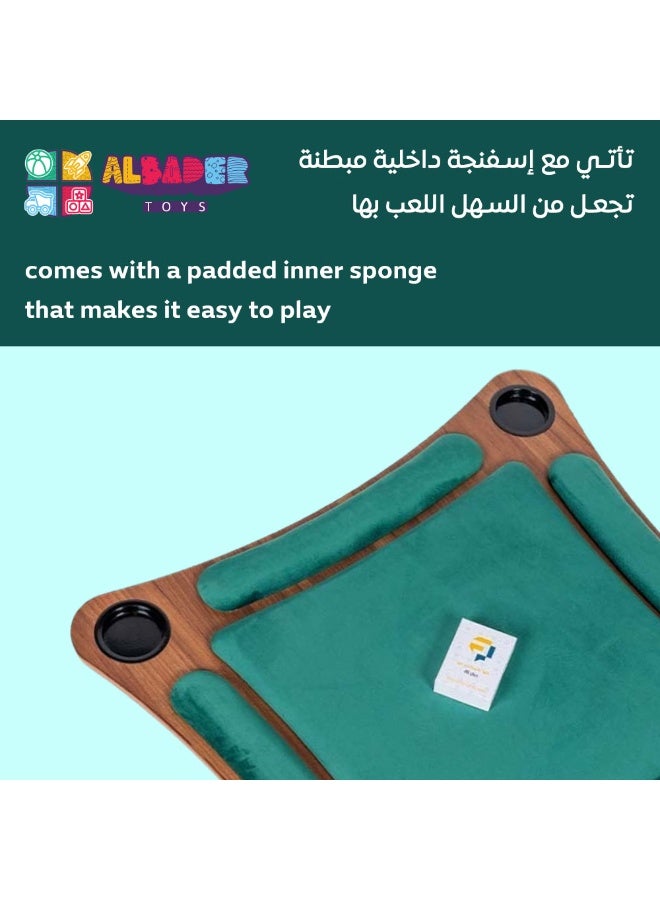 البدر طاولة لعب خشبية منحنية من البدر، طاولة العاب متوسطة الحجم، طاولة بلوت خشبية منحنية متوسطة الحجم 80 × 80، طاولة بطاقات لعب ارضية، طاولة بقع ارضية (اخضر) - Image 4